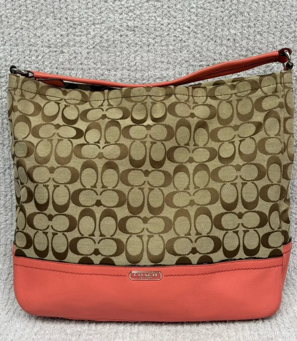 Coach Tan Coral Jacquard Signature Print Park Hobo Shoulder Bag F23279 #76918